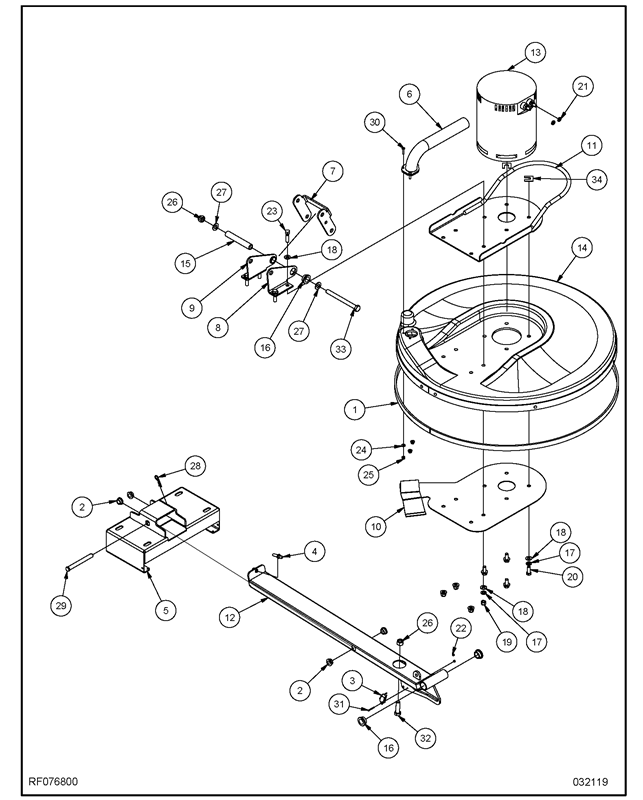 PE300BU_Head Axle Bracket RF076800 diagram